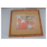 Lot of 3 Framed Art Prints: Mother and Child, Boy in Garden, Interior Scene