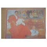 Lot of 3 Framed Art Prints: Mother and Child, Boy in Garden, Interior Scene