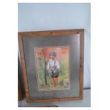 Lot of 3 Framed Art Prints: Mother and Child, Boy in Garden, Interior Scene