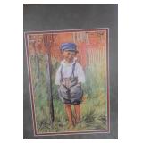 Lot of 3 Framed Art Prints: Mother and Child, Boy in Garden, Interior Scene