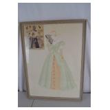 Framed Fashion Illustration Signed, 31 x 24 in
