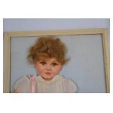 Mixed-media doll portrait artwork framed 24x18 signed
