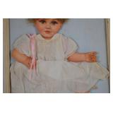 Mixed-media doll portrait artwork framed 24x18 signed