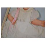 Mixed-media doll portrait artwork framed 24x18 signed