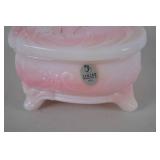 Fenton Pink and White Heart-shaped Glass Trinket Box