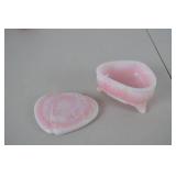 Fenton Pink and White Heart-shaped Glass Trinket Box