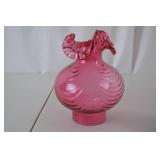 Vintage Pink Swirl Glass Electric Table Lamp with Brass Base