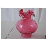 Vintage Pink Swirl Glass Electric Table Lamp with Brass Base