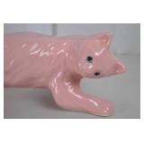 Pink ceramic cat figurine