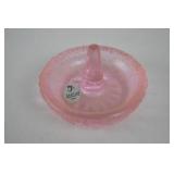 Fenton Pink Glass Ring Holder, Handmade USA, 3-Inch Diameter