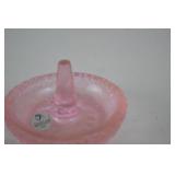 Fenton Pink Glass Ring Holder, Handmade USA, 3-Inch Diameter