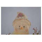 Handmade Snowman Christmas Decor with Floral Embellishments, 12 in.