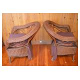 Pair of Wicker Armchairs with Cushions