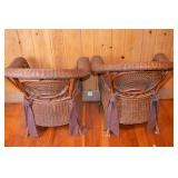 Pair of Wicker Armchairs with Cushions