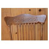 Vintage solid wood spindle-back rocking chair, 35 in. tall