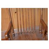Vintage solid wood spindle-back rocking chair, 35 in. tall
