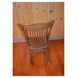 Vintage solid wood spindle-back rocking chair, 35 in. tall