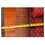 Wicker Armchair with Carved Wood Trim and Cushions