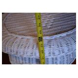 White Wicker Accent Table with Shelf, 22.5 in. H x 19 in. W