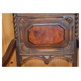 Antique Carved Oak Armchair with Needlepoint Seat