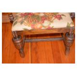 Antique Carved Oak Armchair with Needlepoint Seat