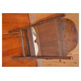 Antique Carved Oak Armchair with Needlepoint Seat