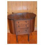 Vintage Wood Sewing Cabinet with Drawers and Side Bins