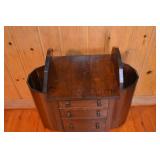 Vintage Wood Sewing Cabinet with Drawers and Side Bins