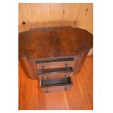 Vintage Wood Sewing Cabinet with Drawers and Side Bins