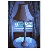 Ornate Table Lamp With Beaded Shade, 31-Inch Height