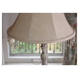 Ornate Table Lamp With Beaded Shade, 31-Inch Height