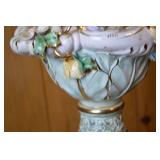 Porcelain Table Lamp with Cherubs and Floral Detail
