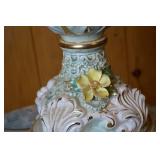 Porcelain Table Lamp with Cherubs and Floral Detail
