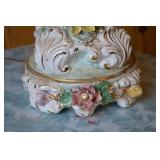 Porcelain Table Lamp with Cherubs and Floral Detail