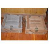 Pair of Vintage Wooden Army Detonating Fuze M772 Crates