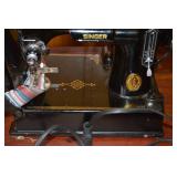 Vintage Singer Sewing Machine with Accessories and Case