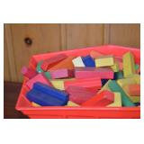 Large Toy Dump Truck with Wooden Building Blocks