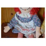 Raggedy Ann and Andy style cloth dolls - set of two