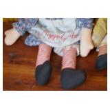 Raggedy Ann and Andy style cloth dolls - set of two