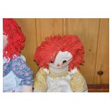Raggedy Ann and Andy style cloth dolls - set of two