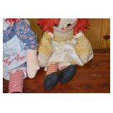 Raggedy Ann and Andy style cloth dolls - set of two