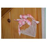 Framed Print of Girl with Roses & 2 Heart Lace Wall Accents