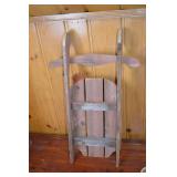 Rustic Wood Sled Home Decor Accent With Hanging Mittens 33x16 Inches