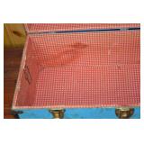 Vintage Blue Metal Storage Trunk with Latch Closures