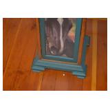 Tall accent cabinet with equestrian motif, 47 in high