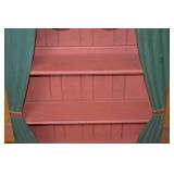 Whimsical Painted Wood Wall Shelf with Curtain Design, 33x47x12 in