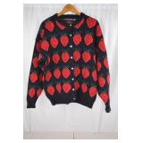 Kerstin Adolphson Strawberry Pattern Cardigan Sweater Size M