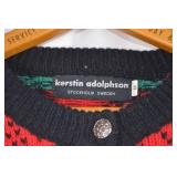 Kerstin Adolphson Strawberry Pattern Cardigan Sweater Size M