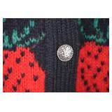 Kerstin Adolphson Strawberry Pattern Cardigan Sweater Size M