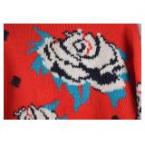 Imari by Dray Red Wool Rose Print Sweater Large